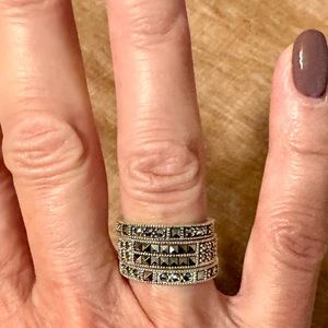 JUDITH JACK Stacking Rings! Silver & Marcasite